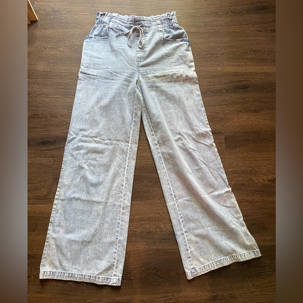 Sincerely Jules Acid Wash Wide-Leg elastic high waist 100% cotton jeans size S